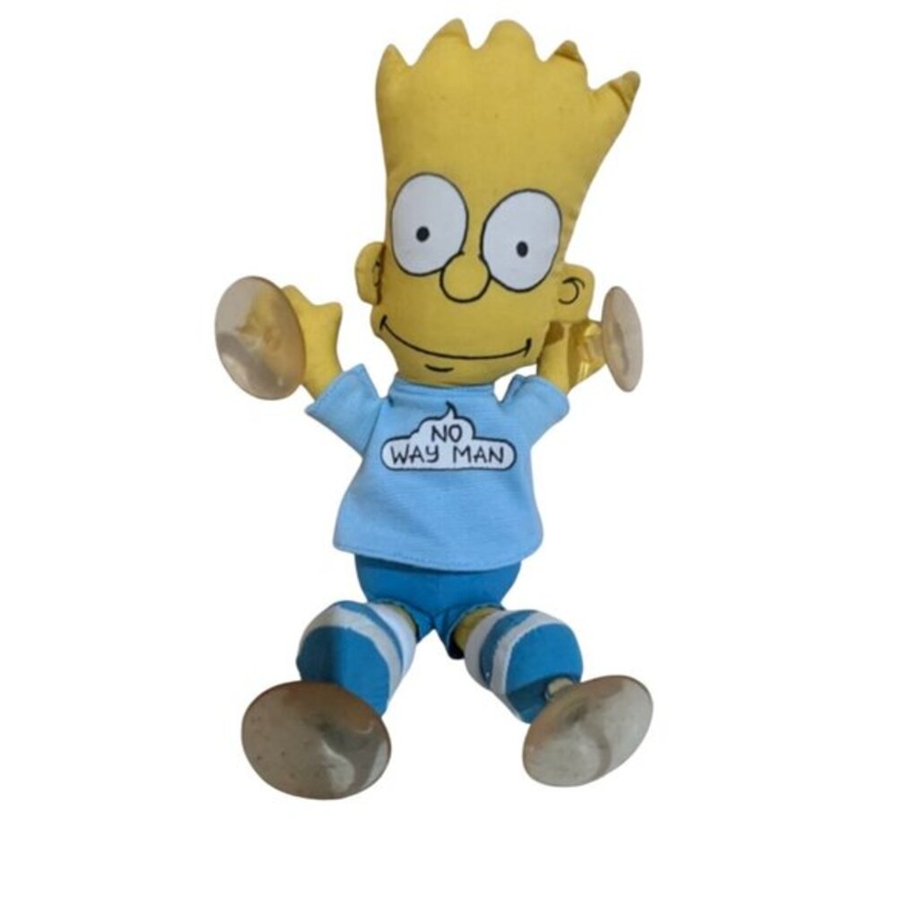 vtg  Bart Simpson No Way Man Suction Cup Plush Doll 12 Inch 1990 Matt Groening‎